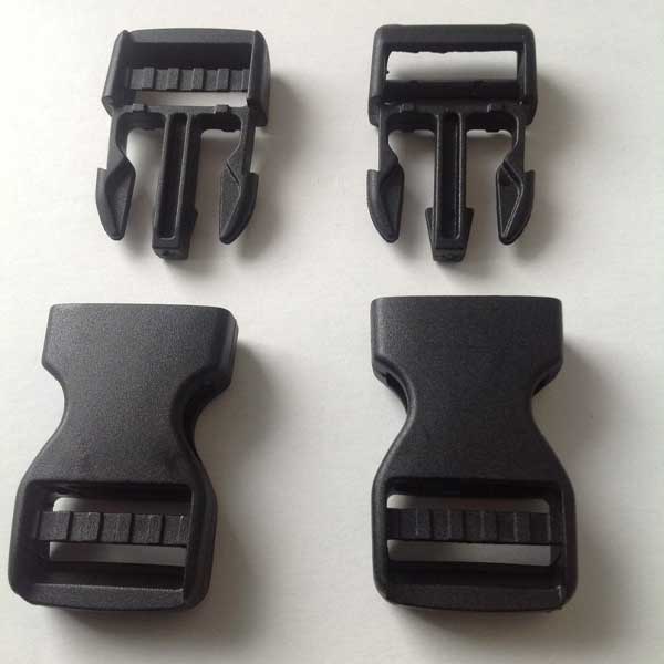 Durable Plastic Side Release Dual Adjust Black Buckles - 25mm