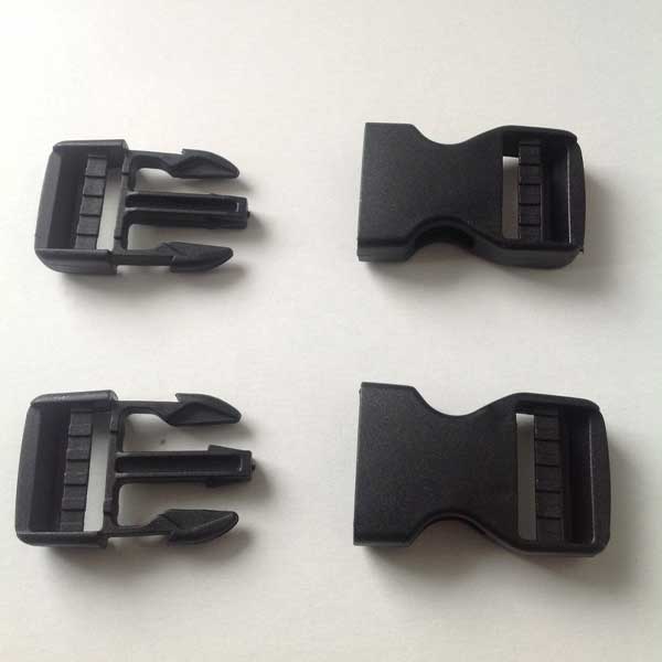 Durable Plastic Side Release Dual Adjust Black Buckles - 25mm