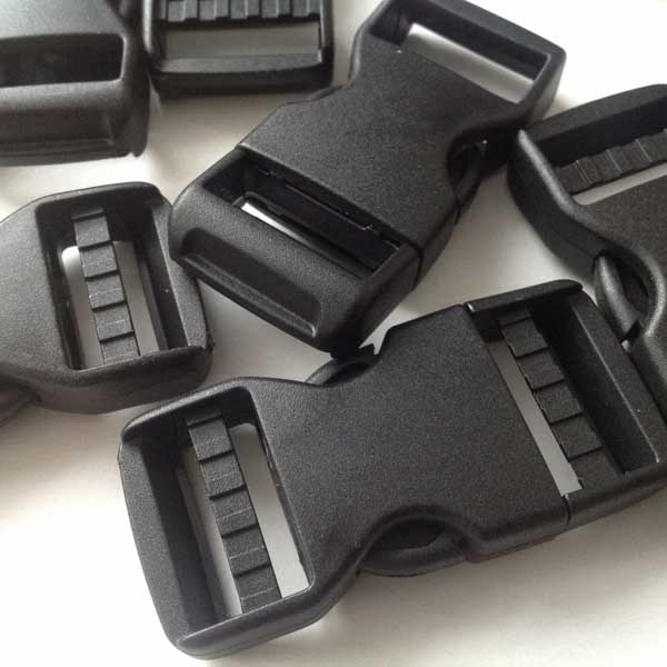 Durable Plastic Side Release Dual Adjust Black Buckles - 25mm