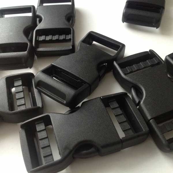 Durable Plastic Side Release Dual Adjust Black Buckles - 25mm