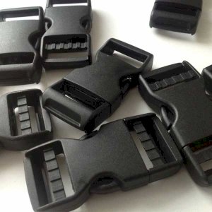 Durable Plastic Side Release Dual Adjust Black Buckles - 25mm